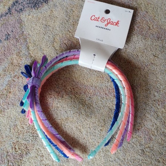 4 for $10 NEW 5 PC CAT & JACK GLITTER HEADBANDS - Picture 2 of 2